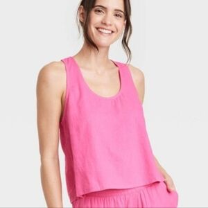Stars Above Pink Linen Racerback Tank Top Size Large NEW